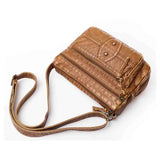 Retro Messenger Bag Women Soft PU Leather Shoulder Purse Zip Pocket Coin Handbag