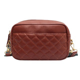 Quilted PU Leather Messenger Bag Rhombus Pattern Solid Zipper Small Satchel
