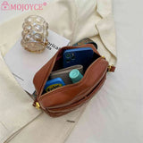 Quilted PU Leather Camera Shoulder Bag Prints Wide Strap Solid Zipper Small