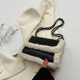 Retro Messenger Handbags Women Faux Suede Shopping Tote Fleece Flap