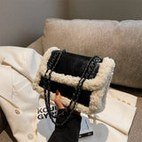 Retro Messenger Handbags Women Faux Suede Shopping Tote Fleece Flap