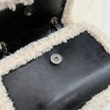 Retro Messenger Handbags Women Faux Suede Shopping Tote Fleece Flap