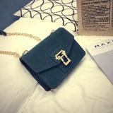 Vintage Metal Chains Hasp Nubuck Leather Shoulder Bag