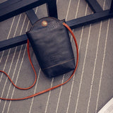 Retro Mini Bucket Crossbody Bag Women Shoulder Bags PU Leather