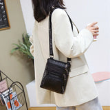 Retro Mini Women Shoulder Bag Brown PU Leather Handbag Multi-pockets