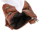 Retro Mini Women Shoulder Bag Brown PU Leather Handbag Multi-pockets
