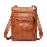 Retro Mini Women Shoulder Bag Brown PU Leather Handbag Multi-pockets