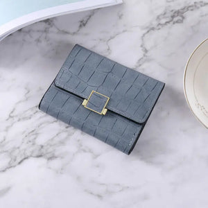 Retro Crocodile Pattern Green Purse Three-Fold PU Small Wallet Women