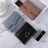 Retro Crocodile Pattern Green Purse Three-Fold PU Small Wallet Women