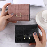 Retro Crocodile Pattern Green Purse Three-Fold PU Small Wallet Women