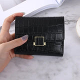 Retro Crocodile Pattern Green Purse Three-Fold PU Small Wallet Women