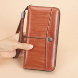 Retro Ladies Wallet Long Leather Zipper Purse Large Capacity Handbag
