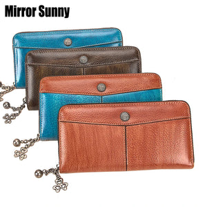 Retro Ladies Wallet Long Leather Zipper Purse Large Capacity Handbag