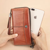Retro Ladies Wallet Long Leather Zipper Purse Large Capacity Handbag