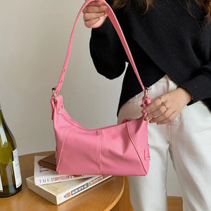 Retro Nylon Women's Hobos Small Shoulder Bag Girls Pink Purse Tote Handbags