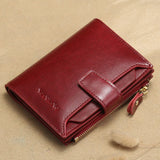 Retro Oil Cowhide Women Wallet Leather Purse Short Zipper Small Coin Wallet