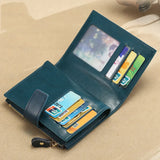 Retro Oil Cowhide Women Wallet Leather Purse Short Zipper Small Coin Wallet