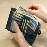 Retro Oil Cowhide Women Wallet Leather Purse Short Zipper Small Coin Wallet