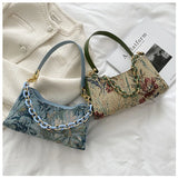 Retro Oil Painting Printed Shoulder Bag for Lady