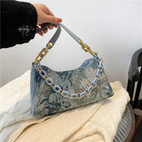 Retro Oil Painting Printed Shoulder Bag for Lady
