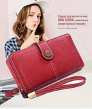Retro Oil Wax Leather Women's Long Wallet Credit Card Clutch Purse