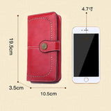 Retro Leather Women's Long Wallet Hollow Out Buckle Credit Card Clutch