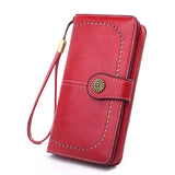Retro Oil Wax Leather Women's Long Wallet Credit Card Clutch Purse