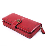 Retro Leather Women's Long Wallet Hollow Out Buckle Credit Card Clutch