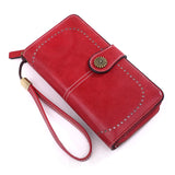 Retro Leather Women's Long Wallet Hollow Out Buckle Credit Card Clutch