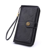 Retro Oil Wax Leather Women's Long Wallet Credit Card Clutch Purse