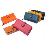 Retro Leather Women's Long Wallet Hollow Out Buckle Credit Card Clutch