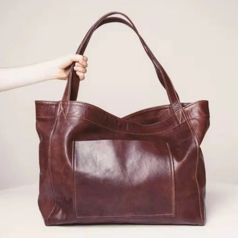 Retro Oil Wax Soft Leather Shoulder Handbag