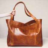 Retro Oil Wax Soft Leather Shoulder Handbag