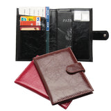Retro Oil-wax Complex Buckle Leather Passport Cover RFID Blocking