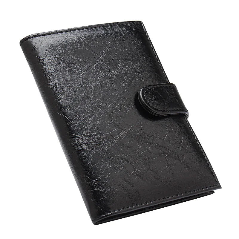 Retro Oil-wax Complex Buckle Leather Passport Cover RFID Blocking