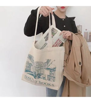 One Shoulder Bag Women Retro Canvas Large Capacity Shopping Bag