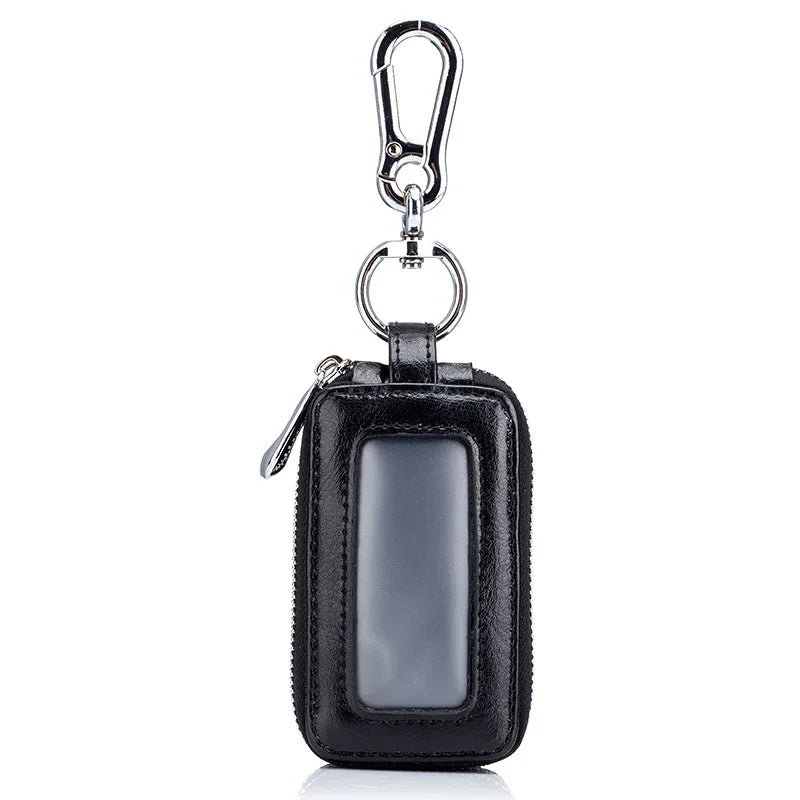 Retro PU Leather Double Pocket Mini Wallet Key Holder