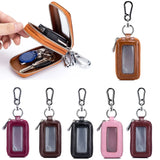 Retro PU Leather Double Pocket Mini Wallet Key Holder