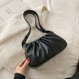 Retro PU Leather Small Shoulder Bag for Women Winter Handbag Crossbody Brown
