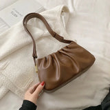 Retro PU Leather Small Shoulder Bag for Women Winter Handbag Crossbody Brown
