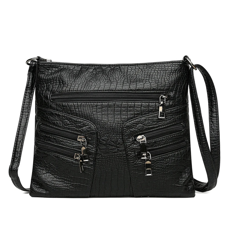 Retro PU Leather Shoulder Bag Women Large Capacity Messenger Small Bags