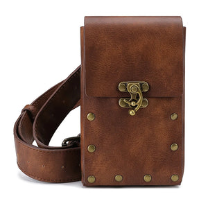 Steampunk Retro PU Leather Waist Bag Women Postman Belt Bag