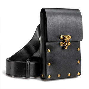 Steampunk Retro PU Leather Waist Bag Women Postman Belt Bag