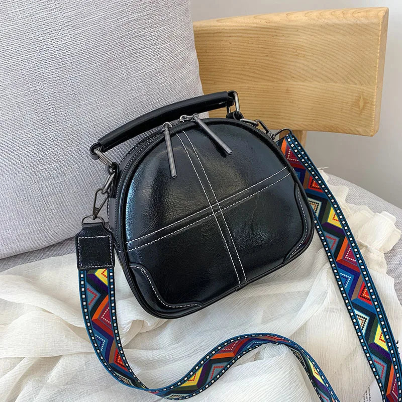 Retro PU Leather Ladies Small Bag Large Capacity Handbag Messenger