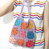 Retro Pastoral Style Crochet Hand Knit Bag Large Capacity Shoulder Woven Bag Tot