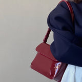 Patent Leather Women's Underarm Bag Small Square Shoulder Messenger Bags