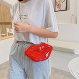 Retro Personality Red Lips Messenger Bag Acrylic Dinner Party Ladies Shoulder Ba