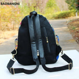 Retro Phoenix Embroidered Backpack Sequins Canvas Tribal Ethnic Floral Women Bag