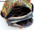 Retro Phoenix Embroidered Backpack Sequins Canvas Tribal Ethnic Floral Women Bag