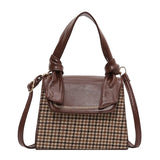 Plaid Crossbody Handbag Totes Women Casual PU Leather Shoulder Purse